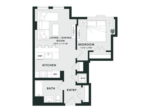 A black and white image of a floor plan for a home.